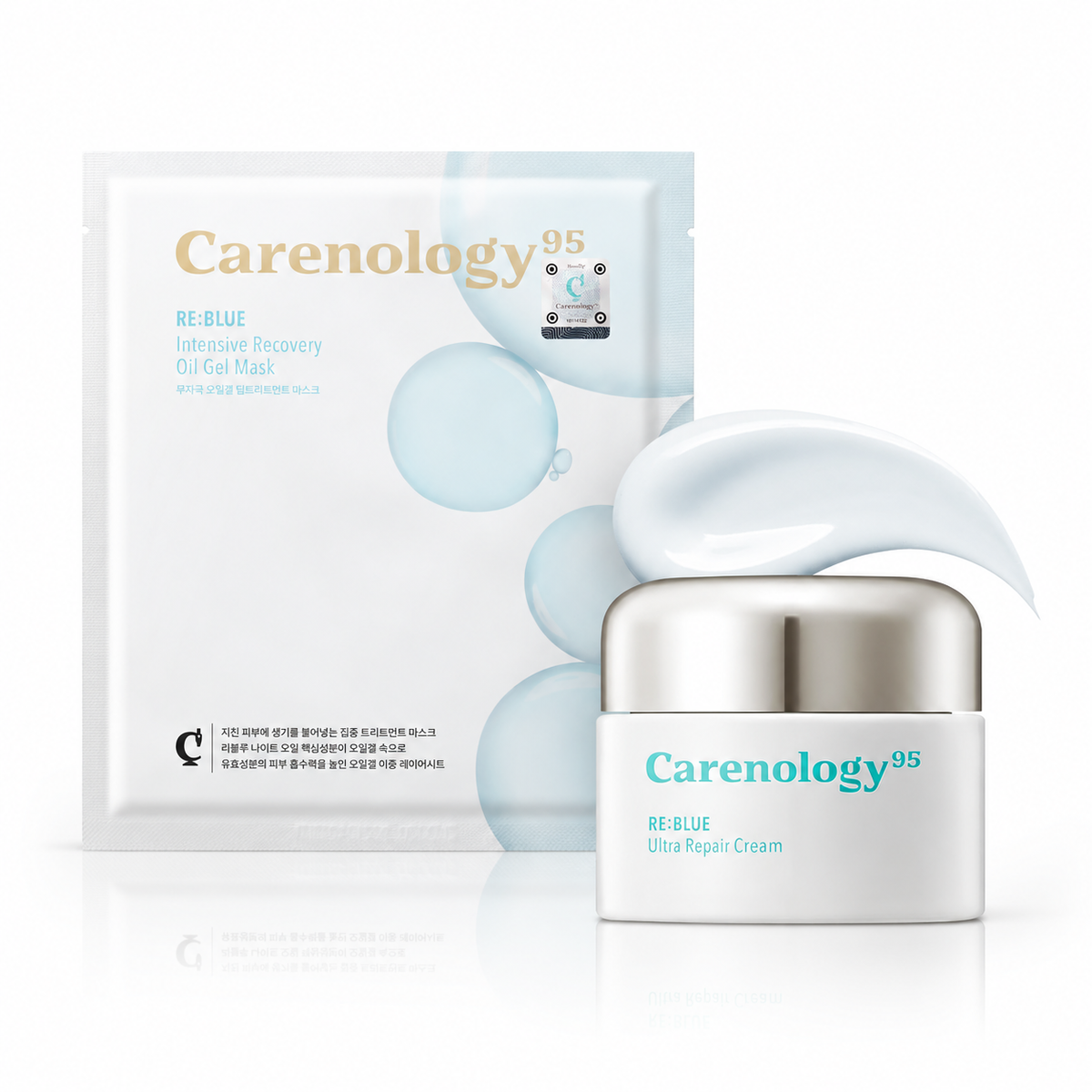 Carenology95 RE:BLUE Mask & Cream Duo (RE:BLUE Intensive Solution Oil Gel Mask 5 Sheets+RE:BLUE Ultra Repair Cream 50 ml)