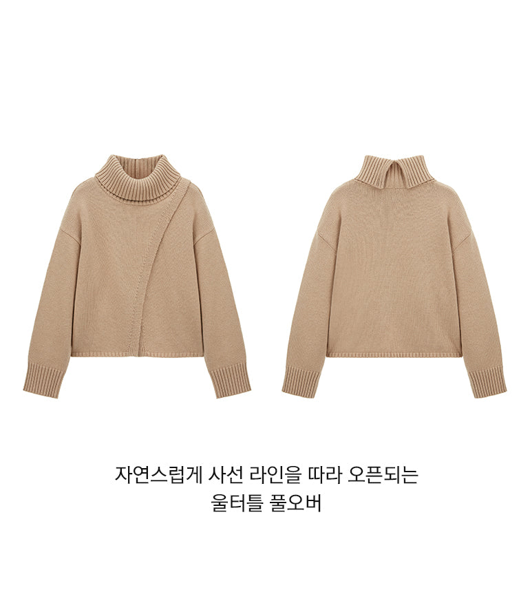 Celebshop Edition Slanted Slit Turtle neck Knit