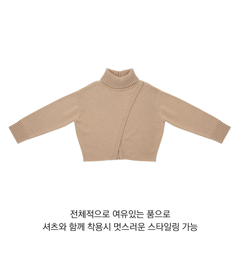 Celebshop Edition Slanted Slit Turtle neck Knit