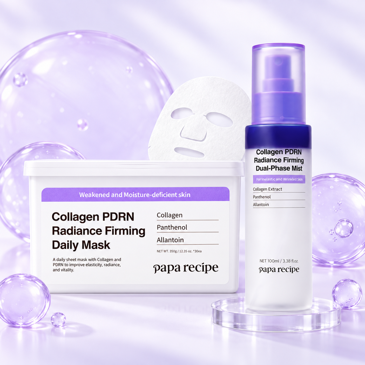 Papa Recipe PDRN Glow & Firm Duo (Collagen PDRN Radiance Firming Daily Mask 30 Sheets + Collagen PDRN Radiance Firming Dual Phase Mist 100 ml)
