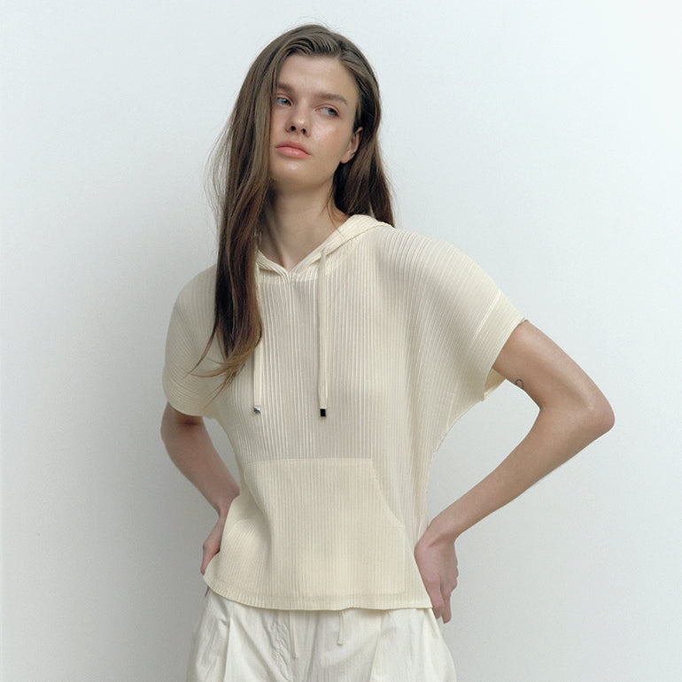 Celebshop Edition Pleats Hood String Blouse