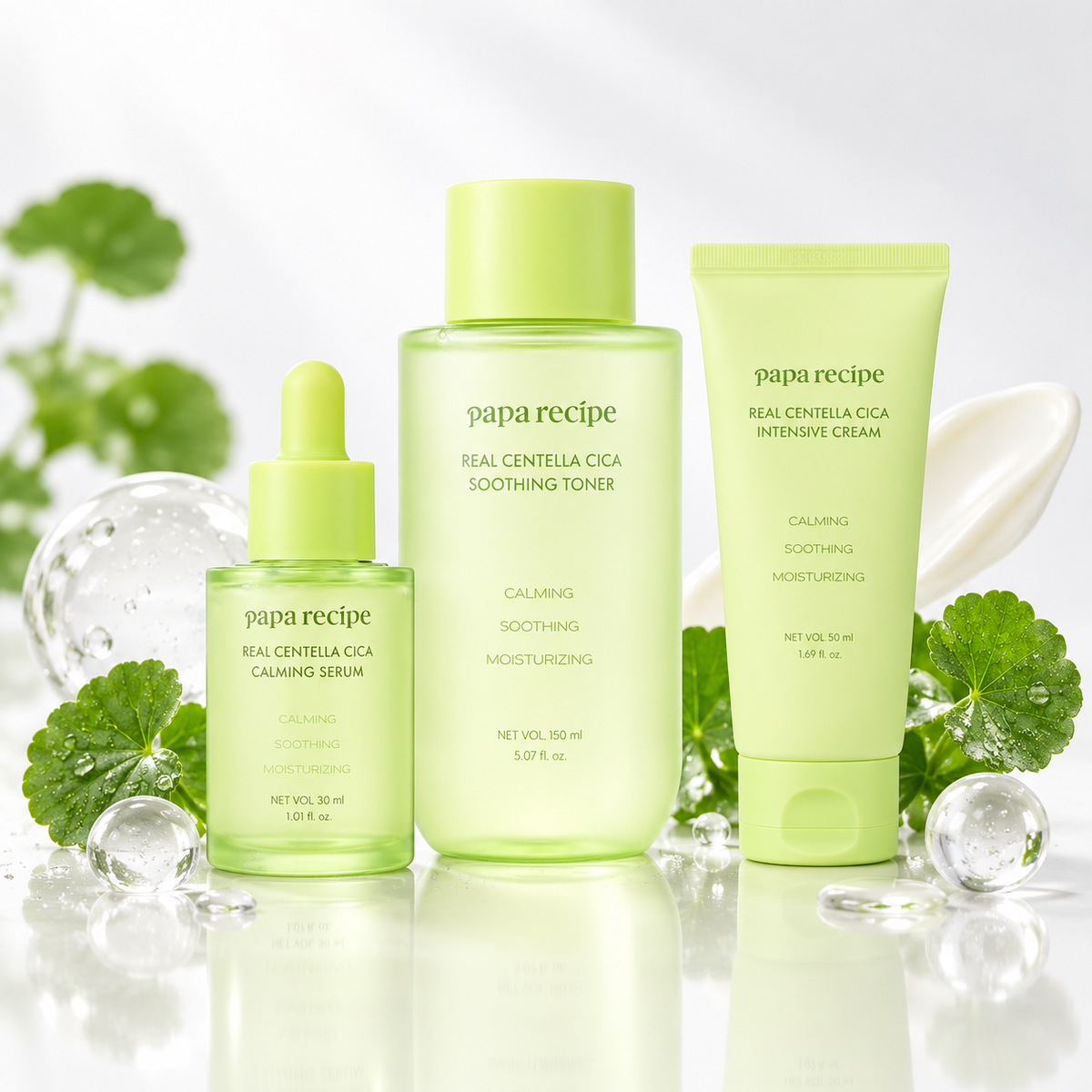 Papa Recipe Cica Barrier Recovery Trio (Real Centella Cica Soothing Toner 150 ml+Real Centella Cica Soothing Toner 150 ml+Real Centella Cica Intensive Cream 50 ml)