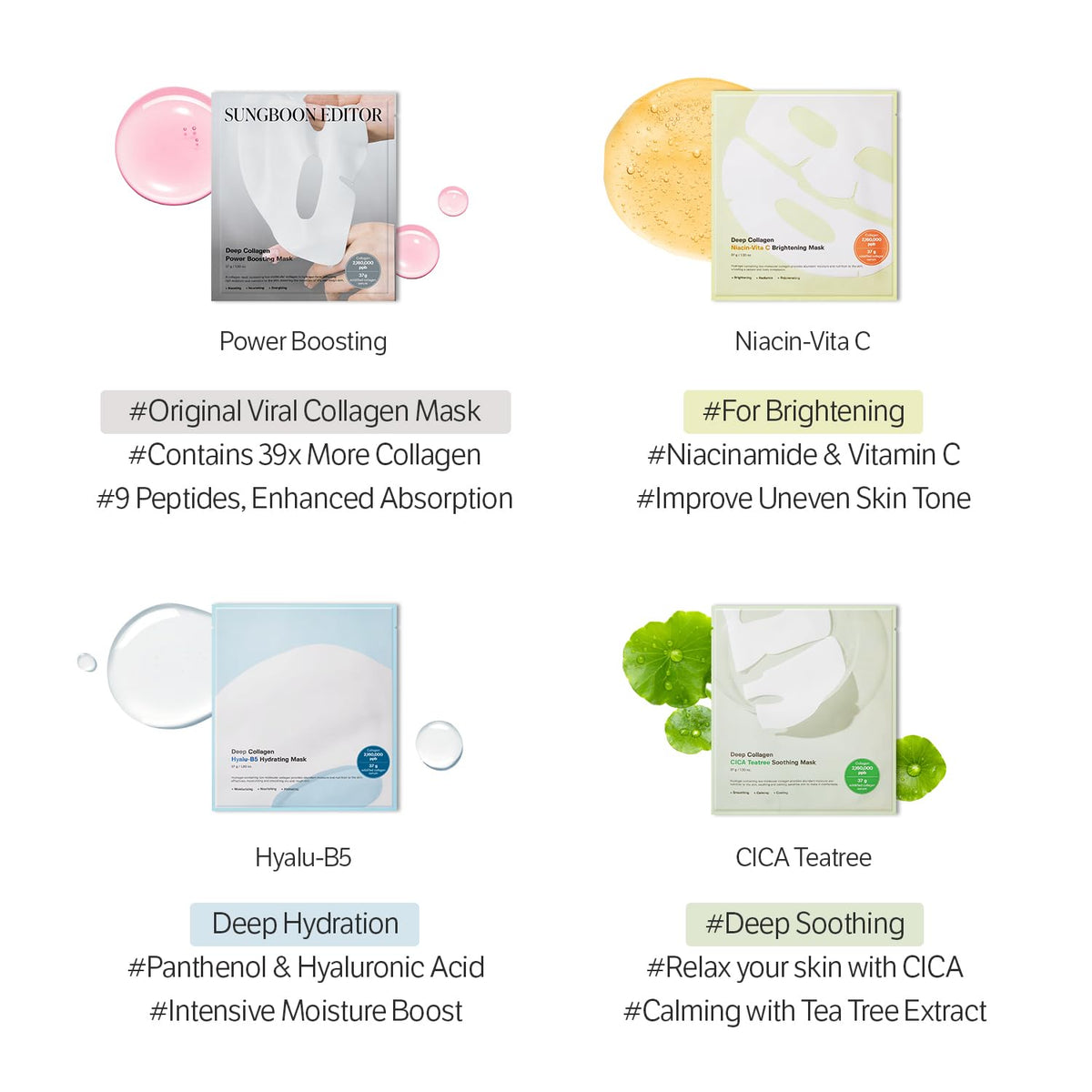 SUNGBOON Deep Collagen Hyalu-B5 Hydrating Mask (37g*4ea)