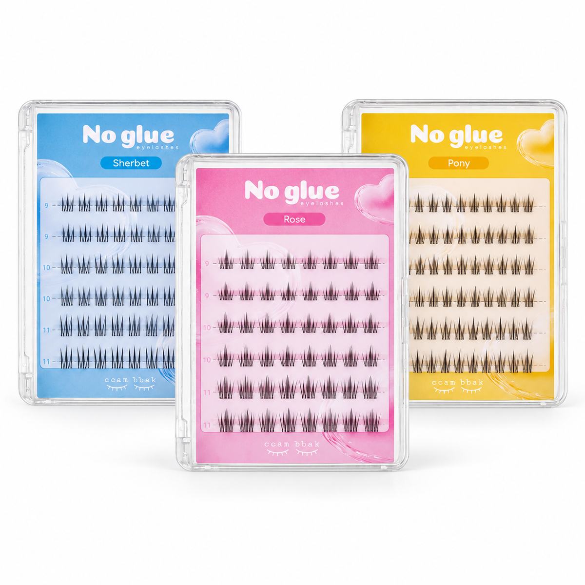 CCAM BBAK No-Glue Lash Discovery Trio (No-Glue Lash Pony 66 pcs+No-Glue Lash Rose 48 pcs+No-Glue Lash Sherbet 54 pcs)