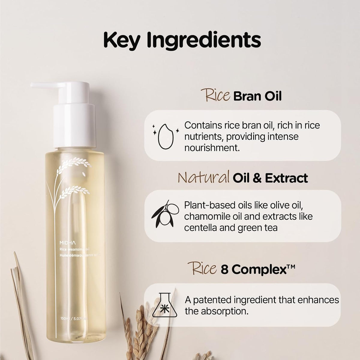 MIDHA Rice Cleansing SET (Rice Cleansing Oil 150ml + Rice Bran Scrub Foam 150ml)