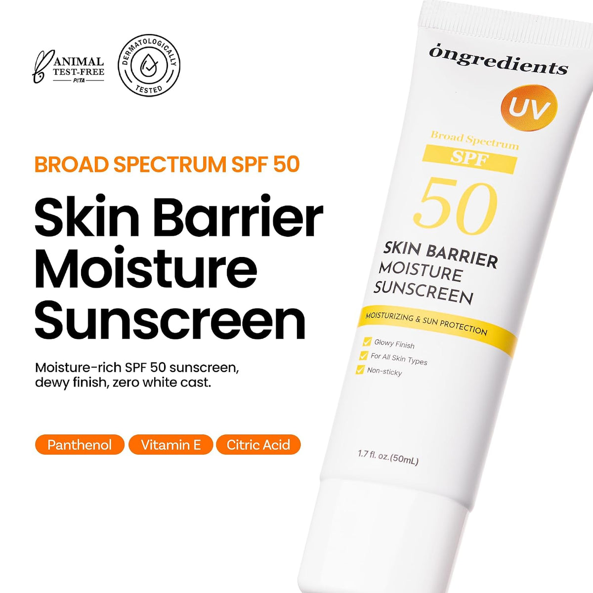 ongredients Skin Barrier Moisture Sun Cream 50ml SPF 50