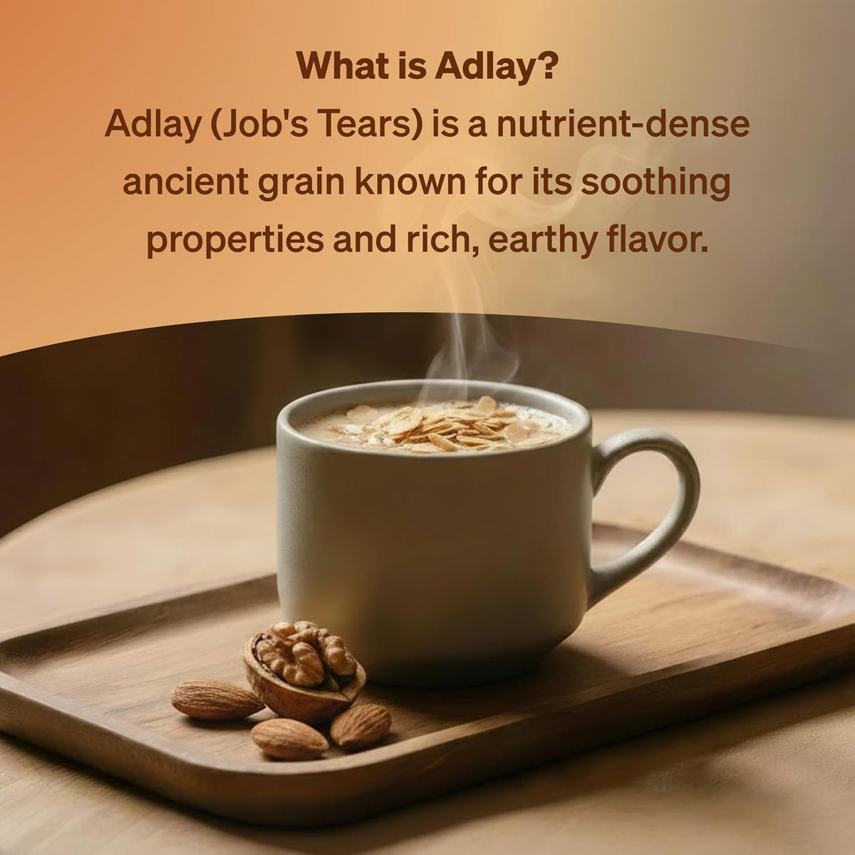 Damtuh Walnut Almond Adlay Tea (18g x 15 Sticks) Korean Yulmu Cha (Job’s Tears) Roasted Grain & Nut Latte-Style Powder with Crunchy Nut Bits, Caffeine-Free