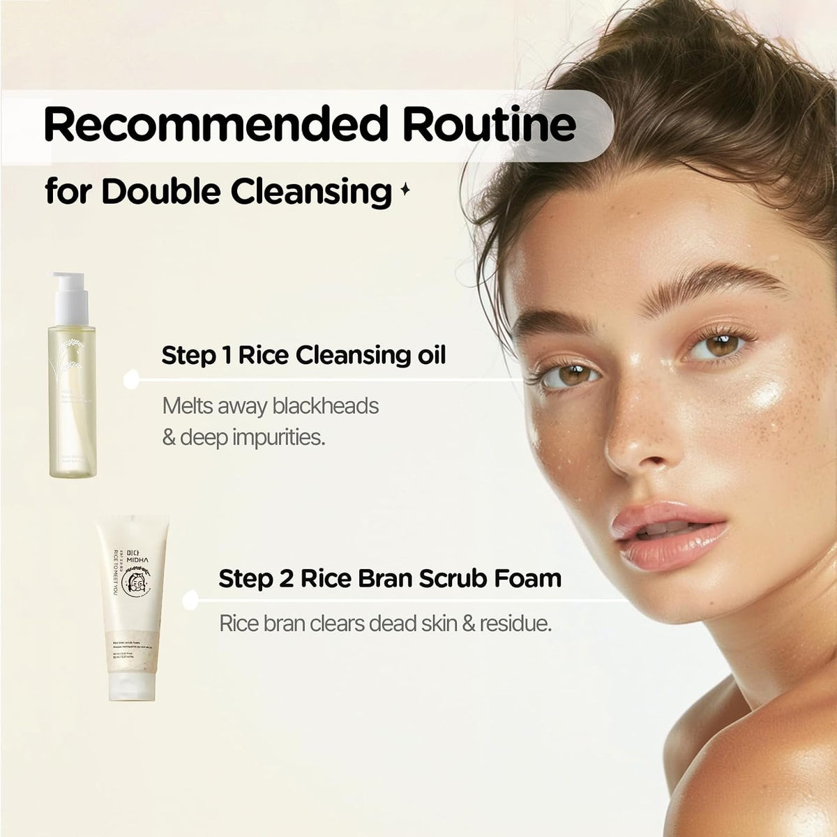 MIDHA Rice Cleansing SET (Rice Cleansing Oil 150ml + Rice Bran Scrub Foam 150ml)