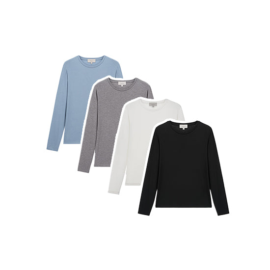 CelebShop Edition Semi-Sheer Modal Round Neck T-Shirt Set (4 Pieces)