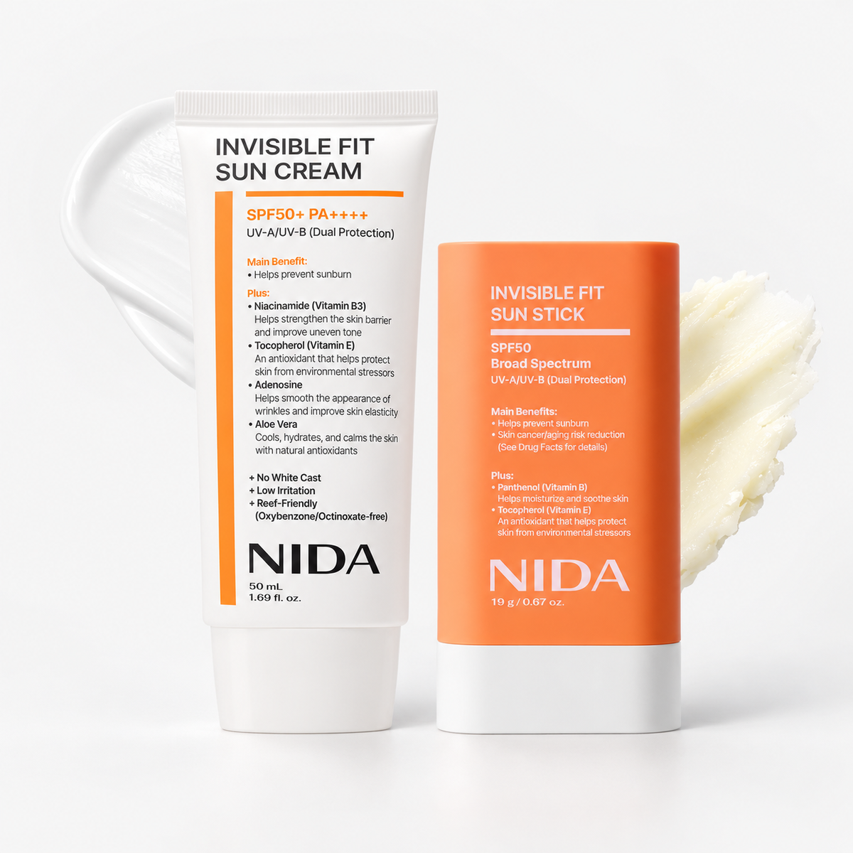 NIDA Invisible Sun Essentials Duo (Invisible Fit Sun Cream+Invisible Fit Sun Stick)