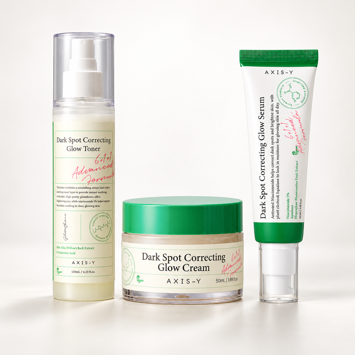 AXIS-Y Dark Spot Glow Routine Trio (Dark Spot Correcting Glow Toner 125 ml+Dark Spot Correcting Glow Serum 50 ml+Dark Spot Correcting Glow Cream 50 ml)