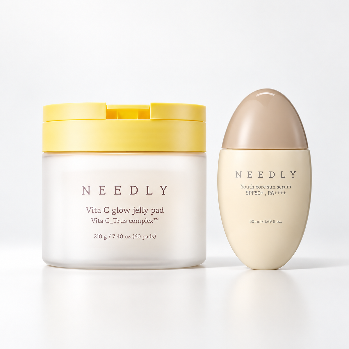 NEEDLY Vitamin Glow Pad & Sun Duo (Vita C Glow Jelly Pad (60 pads)+Youth Core Sun Serum)