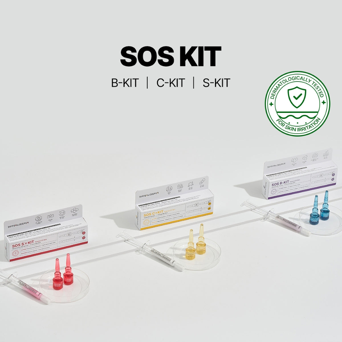 DIFFER&DEEPER S.O.S B+C+S All Skin Rescue Trio Kit (B-Volume Kit + C-Toning Kit + S-Cure Kit)