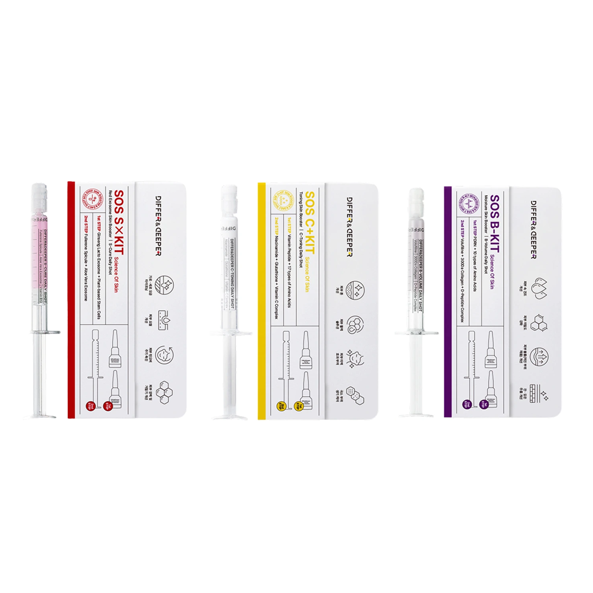 DIFFER&DEEPER S.O.S B+C+S All Skin Rescue Trio Kit (B-Volume Kit + C-Toning Kit + S-Cure Kit)