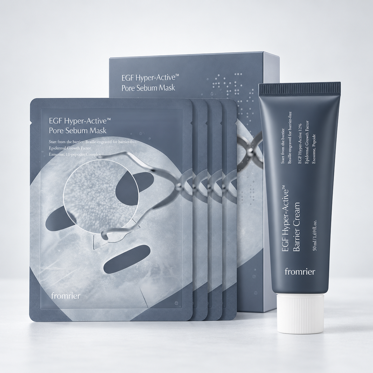 FROMRIER EGF Barrier Renewal Duo (EGF Hyper Active Pore Sebum Mask 4 EA+EGF Hyper Active Barrier Cream 50 ml)
