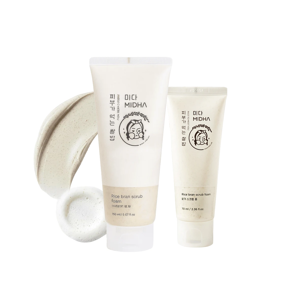 MIDHA Rice Bran Scrub Foam SET (150ml + 70ml)