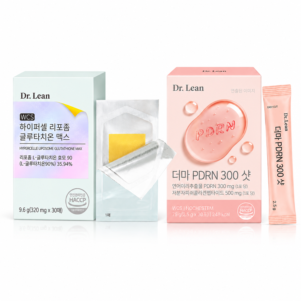 Dr.Lean PDRN 與穀胱甘肽美容雙件套組（Hypercelle 脂質體穀胱甘肽 Max 口溶膜 30 片 + Derma PDRN 300 Shot 2.5g x 30 條）