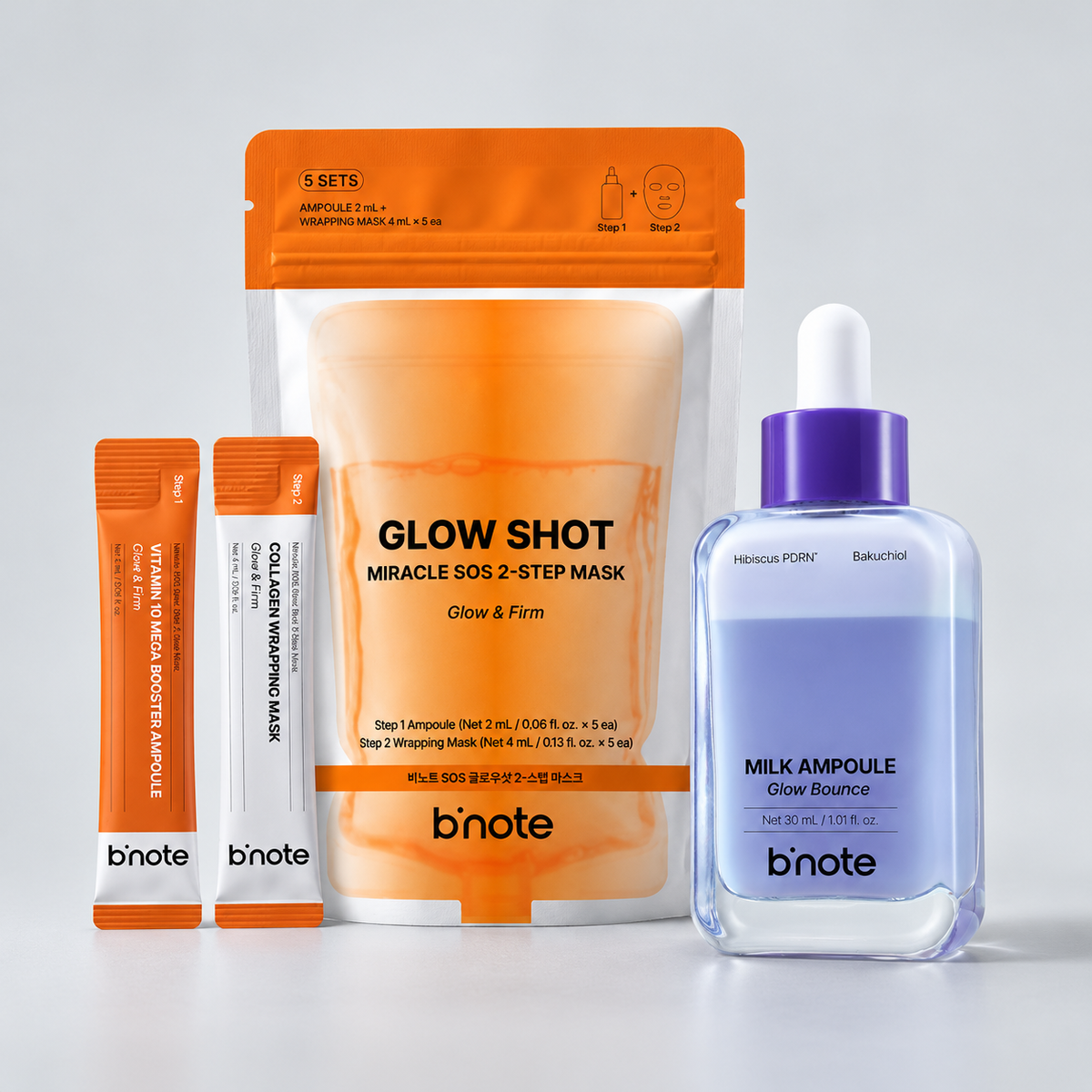 b’note Glow Shot Starter Duo (Miracle SOS Glow Shot 2-Step Mask+Glow Bounce Milk Ampoule 30ml)