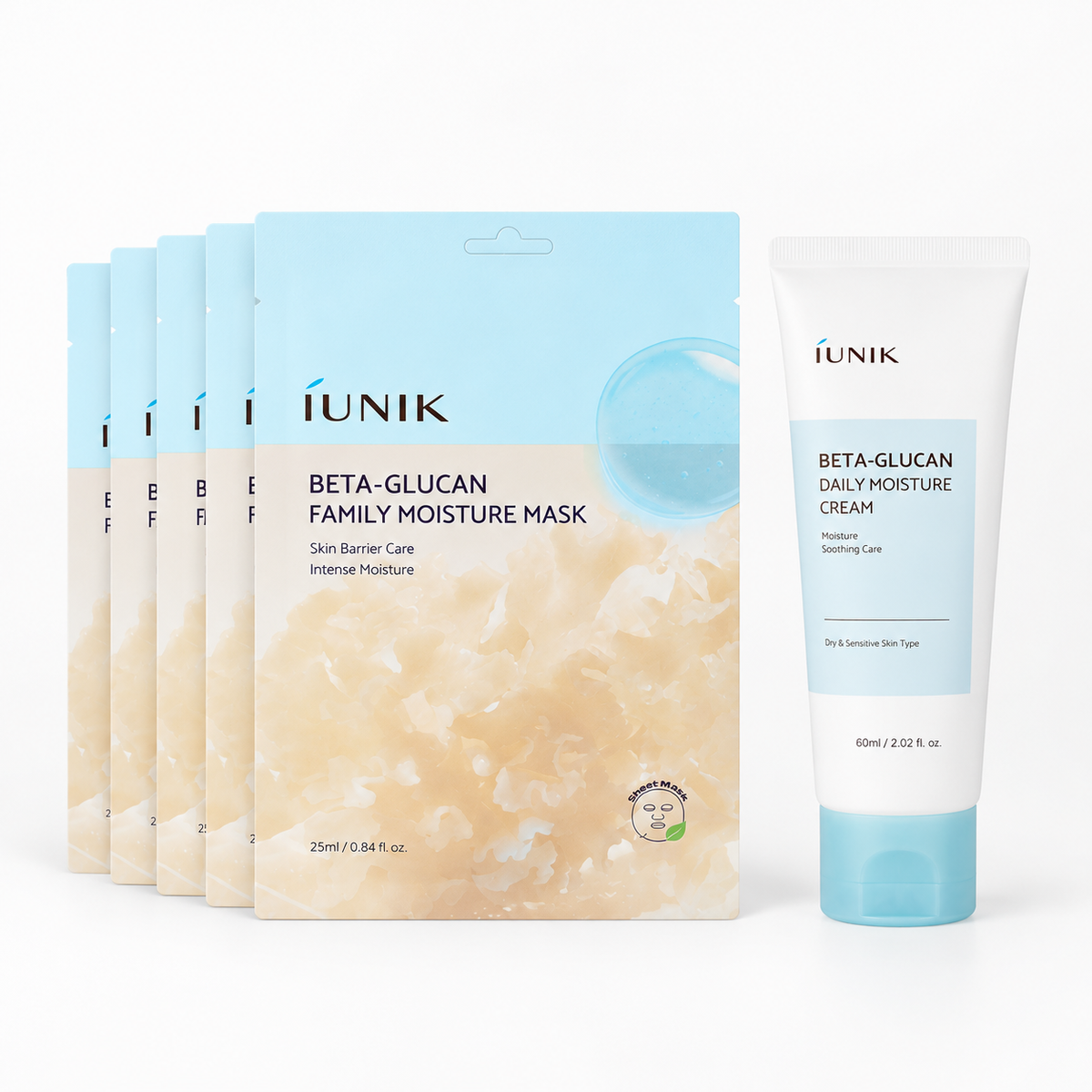 iUNIK Beta Glucan Family Moisture Duo (Beta Glucan Daily Moisture Cream+Beta Glucan Family Moisture Mask 10pcs)