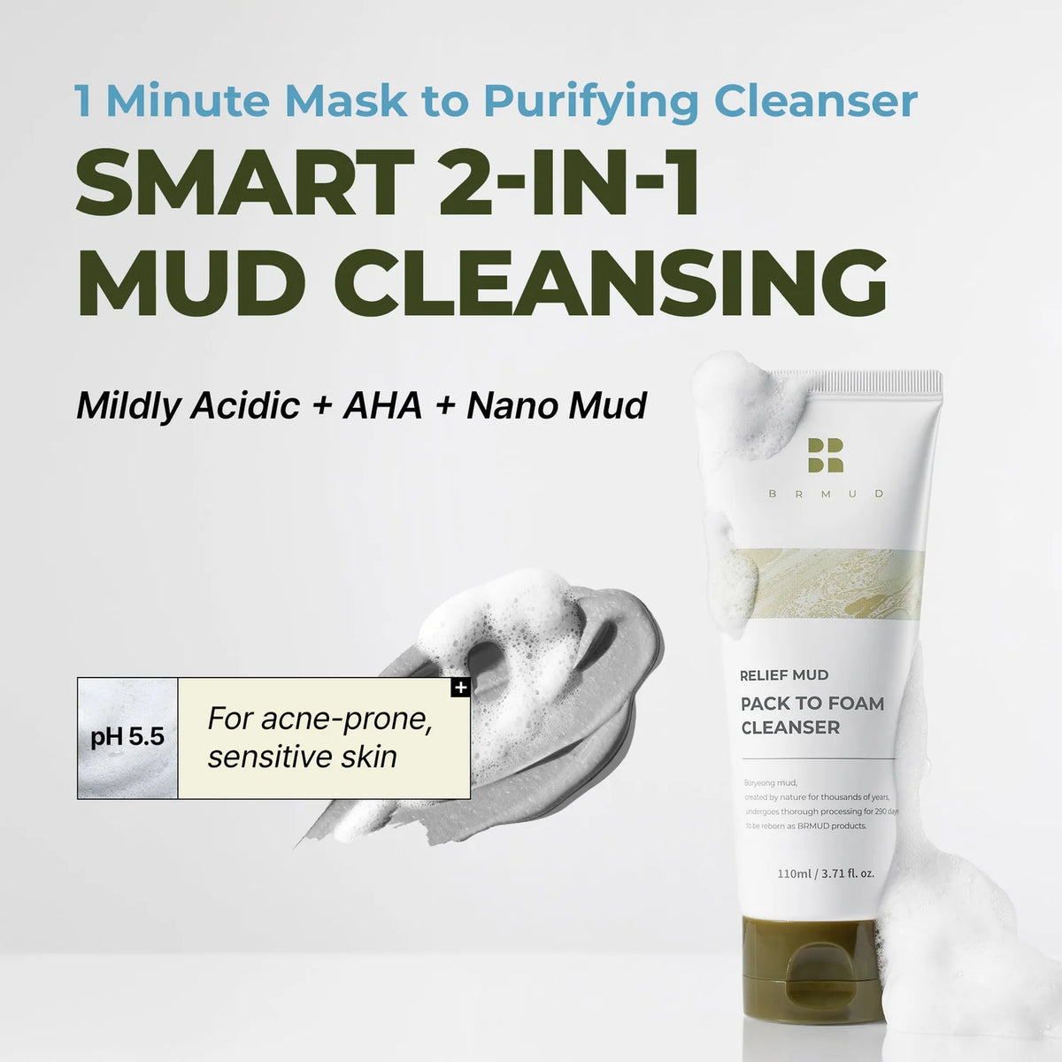 BRMUD Relief Mud Deep Cleansing Duo ( Foam Cleanser 110ml + Mud Mask 110ml )