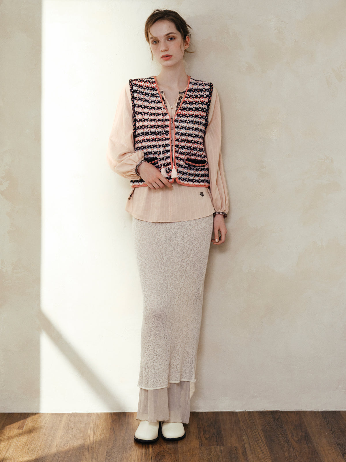 Deverotta Craft Artisan Knit Vest Pink Orange