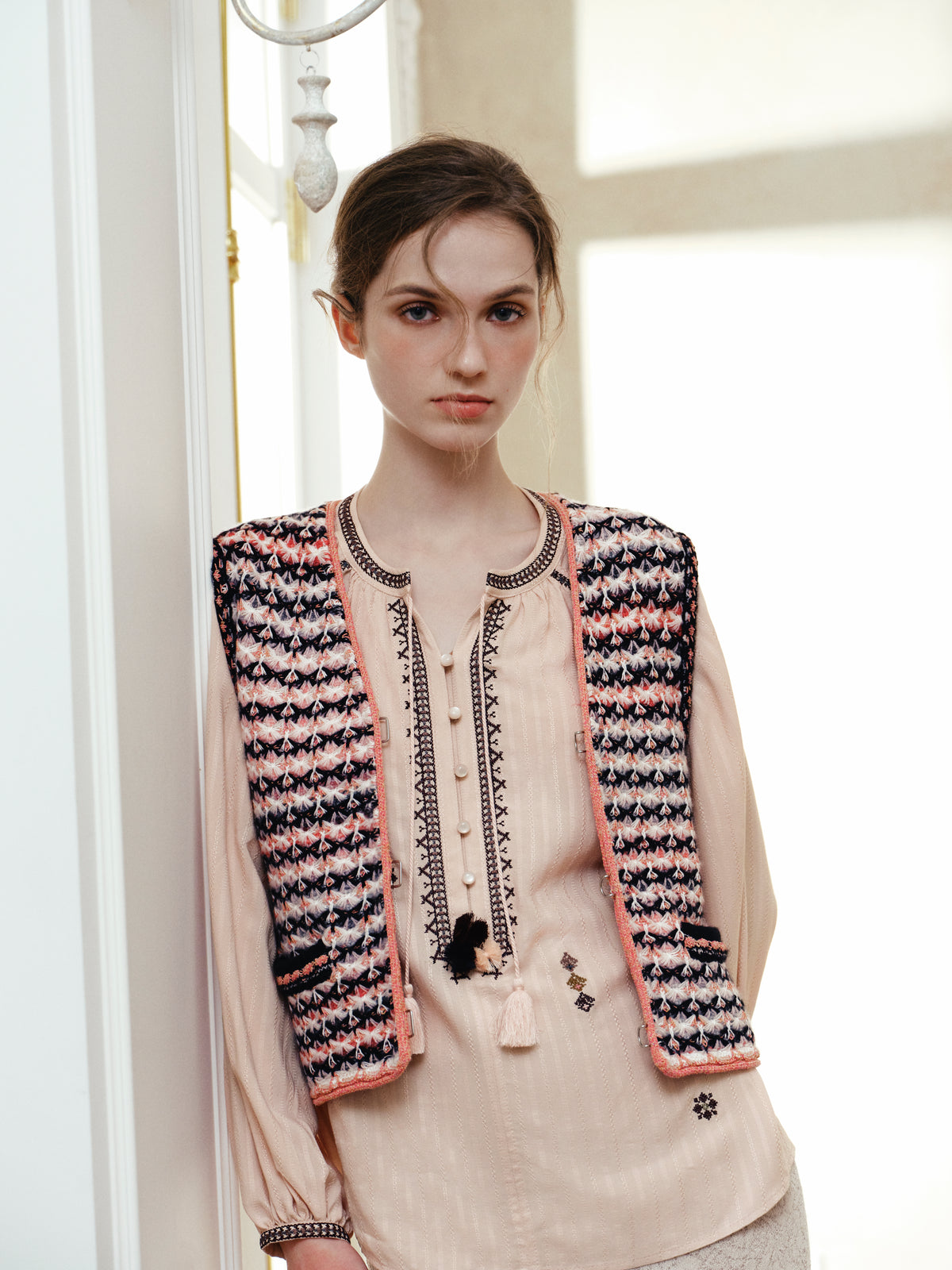 Deverotta Craft Artisan Knit Vest Pink Orange