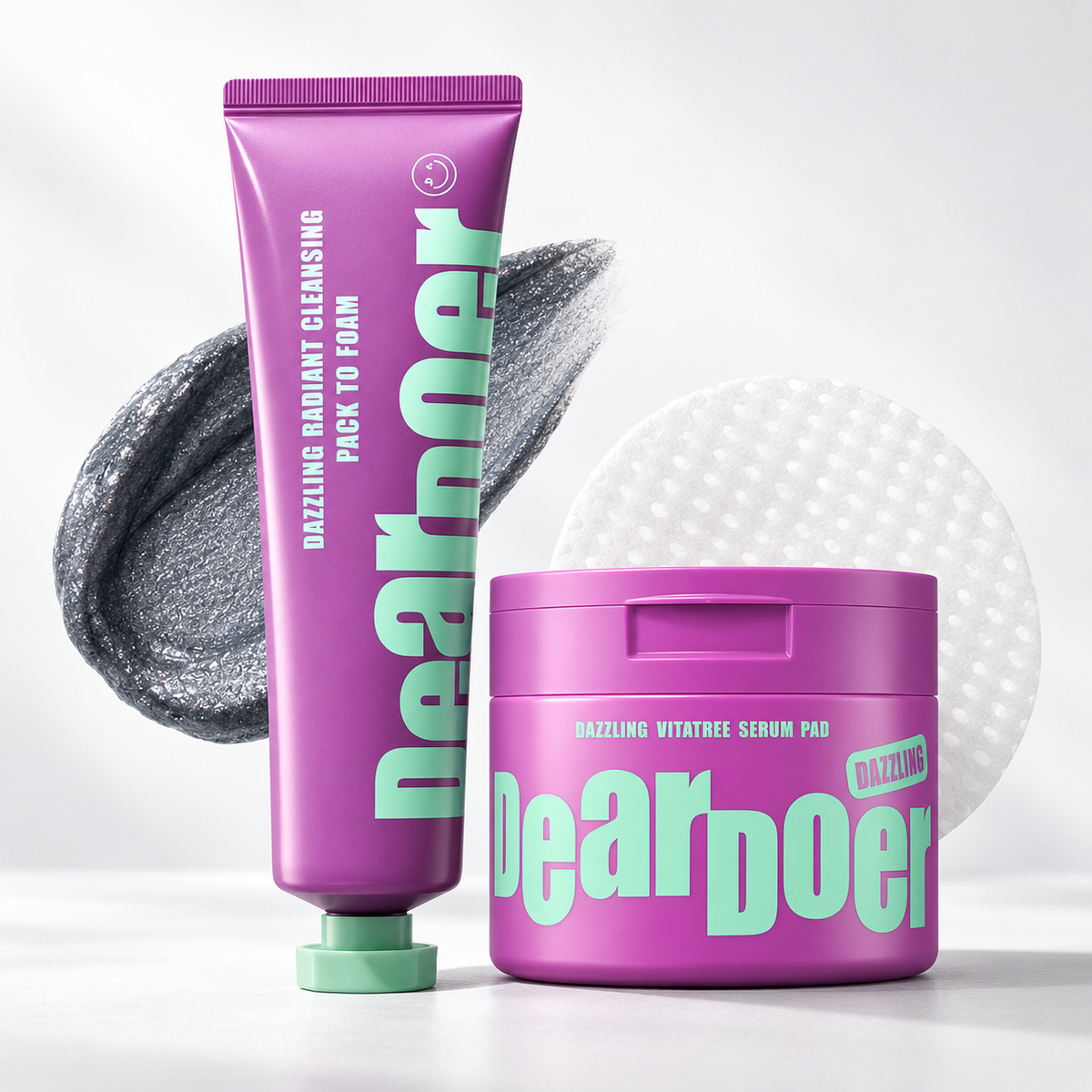 deardoer Radiance Vitamin Pad Duo (Dazzling Radiant Cleansing Pack to Foam+Dazzling Vitatree Serum Pad)